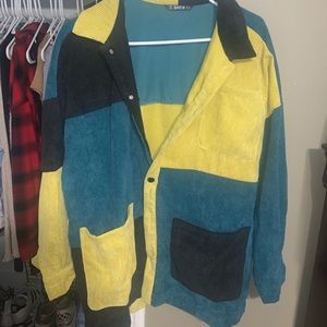 Block color light weight button up